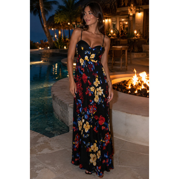Band of Gypsies Dresses & Skirts - Band of Gypsies black floral maxi dress Size Medium resortwear vacation party